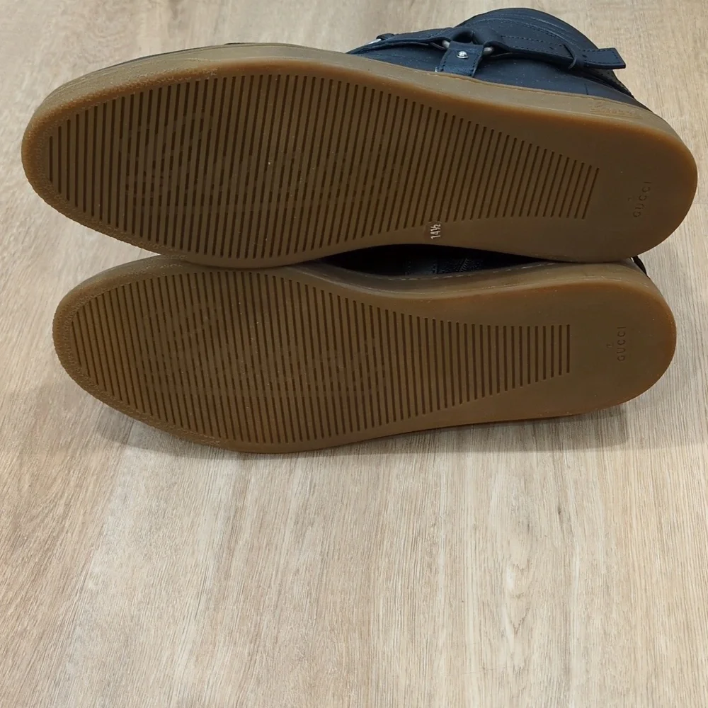 Gucci Black Leather Horsebit Accent High Top Sneakers NWOB - Picture 9 of 9